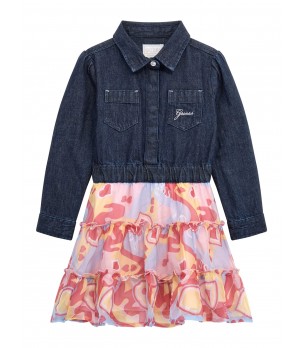 Guess Girls Mixed Fabric Dress